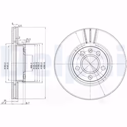 Disque de frein DELPHI BG3696 avant, ventilé, 2 pièce
