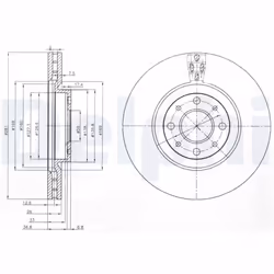 Disque de frein DELPHI BG3699 avant, ventilé, 2 pièce