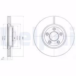 Disque de frein DELPHI BG3704 avant, ventilé, 2 pièce