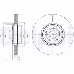 Disque de frein DELPHI BG9687 avant, ventilé, 1 pièce