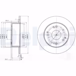 Disque de frein DELPHI BG3745 arrière, plein, 2 pièce