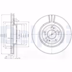 Disque de frein DELPHI BG3747 avant, ventilé, 2 pièce