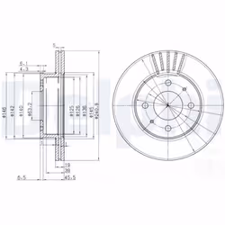 Disque de frein DELPHI BG3749 avant, ventilé, 2 pièce