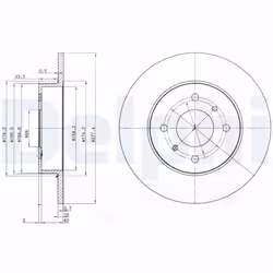 Disque de frein DELPHI BG3764 arrière, plein, 2 pièce