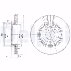 Disque de frein DELPHI BG3768 avant, ventilé, 2 pièce