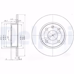 Disque de frein DELPHI BG3771 arrière, plein, 2 pièce