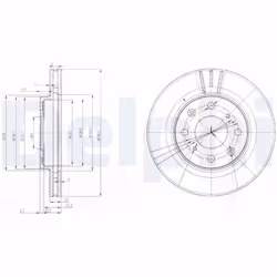 Disque de frein DELPHI BG3794 avant, ventilé, 2 pièce