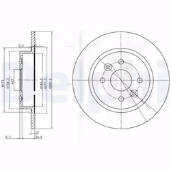 Disque de frein DELPHI BG3804 arrière, plein, 2 pièce