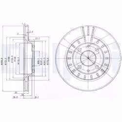 Disque de frein DELPHI BG3806 avant, ventilé, 2 pièce
