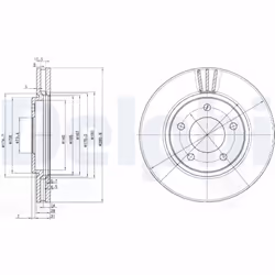 Disque de frein DELPHI BG3715 avant, ventilé, 2 pièce