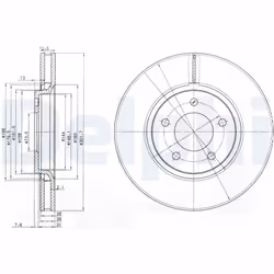 Disque de frein DELPHI BG3716 avant, ventilé, 2 pièce