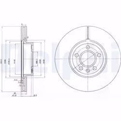 Disque de frein DELPHI BG3719 avant, ventilé, 2 pièce