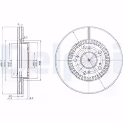 Disque de frein DELPHI BG3720 avant, ventilé, 2 pièce