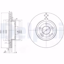 Disque de frein DELPHI BG3838 avant, ventilé, 2 pièce
