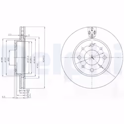 Disque de frein DELPHI BG3839 avant, ventilé, 2 pièce
