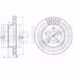Disque de frein DELPHI BG3846 avant, ventilé, 2 pièce