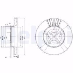 Disque de frein DELPHI BG3856 avant, ventilé, 2 pièce