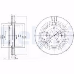 Disque de frein DELPHI BG3860 avant, ventilé, 2 pièce