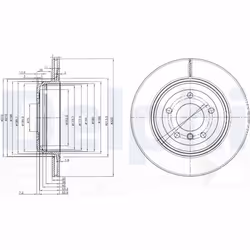 Disque de frein DELPHI BG3872 arrière, ventilé, 2 pièce
