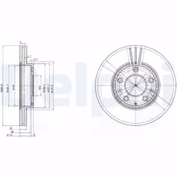 Disque de frein DELPHI BG3874 avant, ventilé, 2 pièce