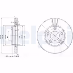 Disque de frein DELPHI BG3927 avant, ventilé, 2 pièce