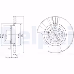 Disque de frein DELPHI BG3928 avant, ventilé, 2 pièce