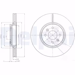 Disque de frein DELPHI BG3929 avant, ventilé, 2 pièce