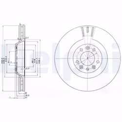 Disque de frein DELPHI BG9844 avant, ventilé, 1 pièce