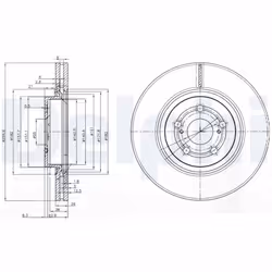 Disque de frein DELPHI BG3914 avant, ventilé, 2 pièce