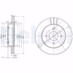 Disque de frein DELPHI BG3932 avant, ventilé, 2 pièce