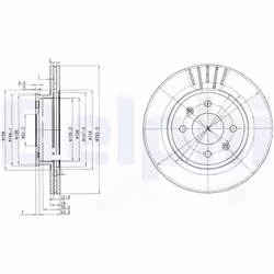 Disque de frein DELPHI BG3934 avant, ventilé, 2 pièce