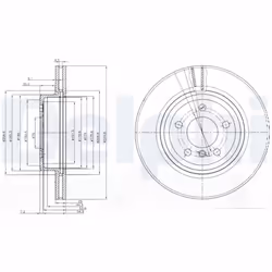 Disque de frein DELPHI BG3938 avant, ventilé, 2 pièce