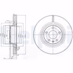 Disque de frein DELPHI BG3939 avant, ventilé, 2 pièce