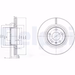Disque de frein DELPHI BG3942 avant, ventilé, 2 pièce