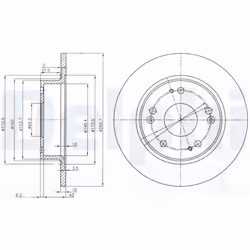 Disque de frein DELPHI BG3964 arrière, plein, 2 pièce