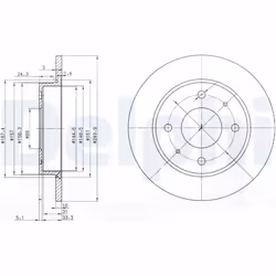 Disque de frein DELPHI BG3971 avant, plein, 2 pièce