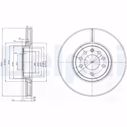 Disque de frein DELPHI BG3973 avant, ventilé, 2 pièce