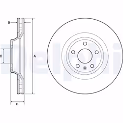 Disque de frein DELPHI BG9955 avant, ventilé, 1 pièce