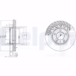 Disque de frein DELPHI BG9773 avant, ventilé, 1 pièce
