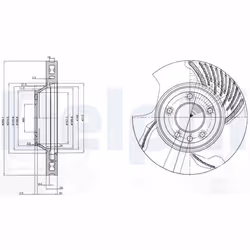 Disque de frein DELPHI BG9774 avant, ventilé, 1 pièce