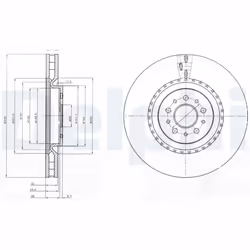 Disque de frein DELPHI BG9843 avant, ventilé, 1 pièce