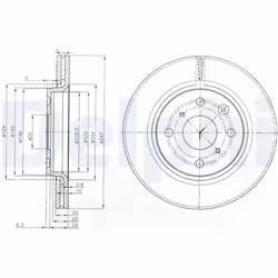 Disque de frein DELPHI BG3976 avant, ventilé, 2 pièce