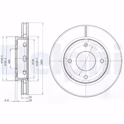 Disque de frein DELPHI BG3987 avant, ventilé, 2 pièce