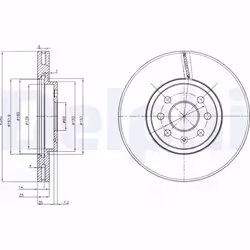 Disque de frein DELPHI BG3989 avant, ventilé, 2 pièce