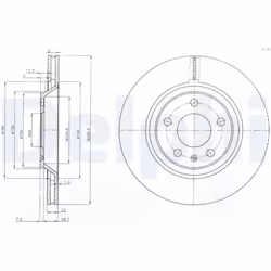 Disque de frein DELPHI BG3997 arrière, ventilé, 2 pièce