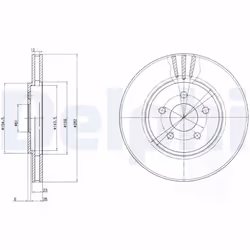 Disque de frein DELPHI BG4000 avant, ventilé, 2 pièce