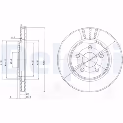 Disque de frein DELPHI BG4001 avant, ventilé, 2 pièce