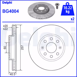 Disque de frein DELPHI BG4004 avant, ventilé, 2 pièce