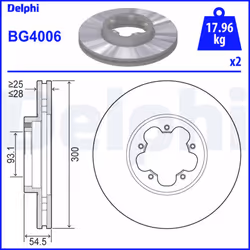 Disque de frein DELPHI BG4006 avant, ventilé, 2 pièce
