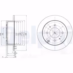 Disque de frein DELPHI BG4010 arrière, plein, 2 pièce